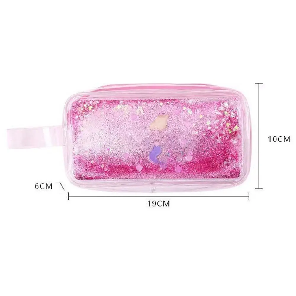 Lindo bolso de lápices de PVC de dibujos animados de gran capacidad estuche de lápices bolsa de cosméticos de lentejuelas