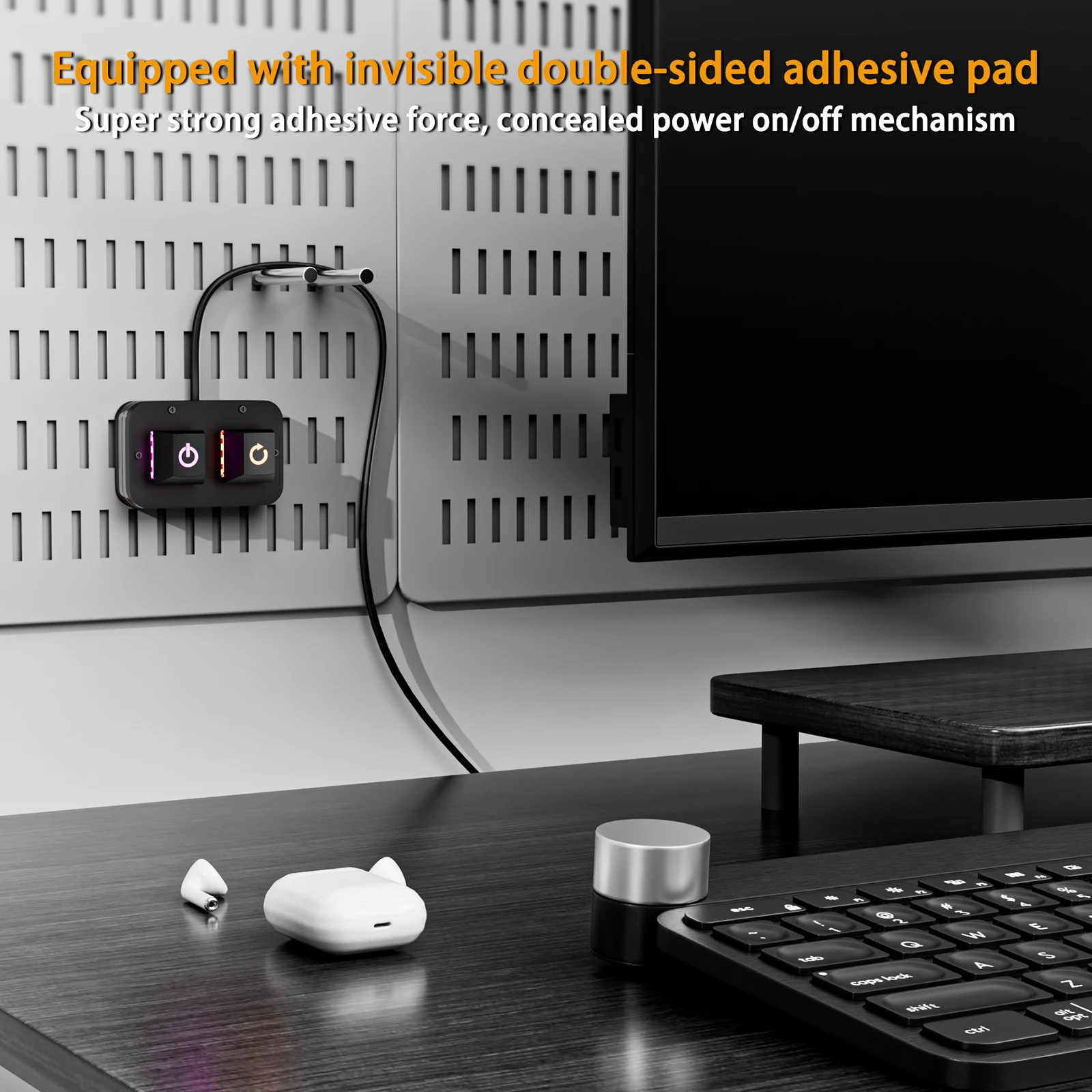 

2M Desktop Computer Power Switch with ON Off Reset Desktop Switch Splitter with RGB Light for Computers Motherboard Boot