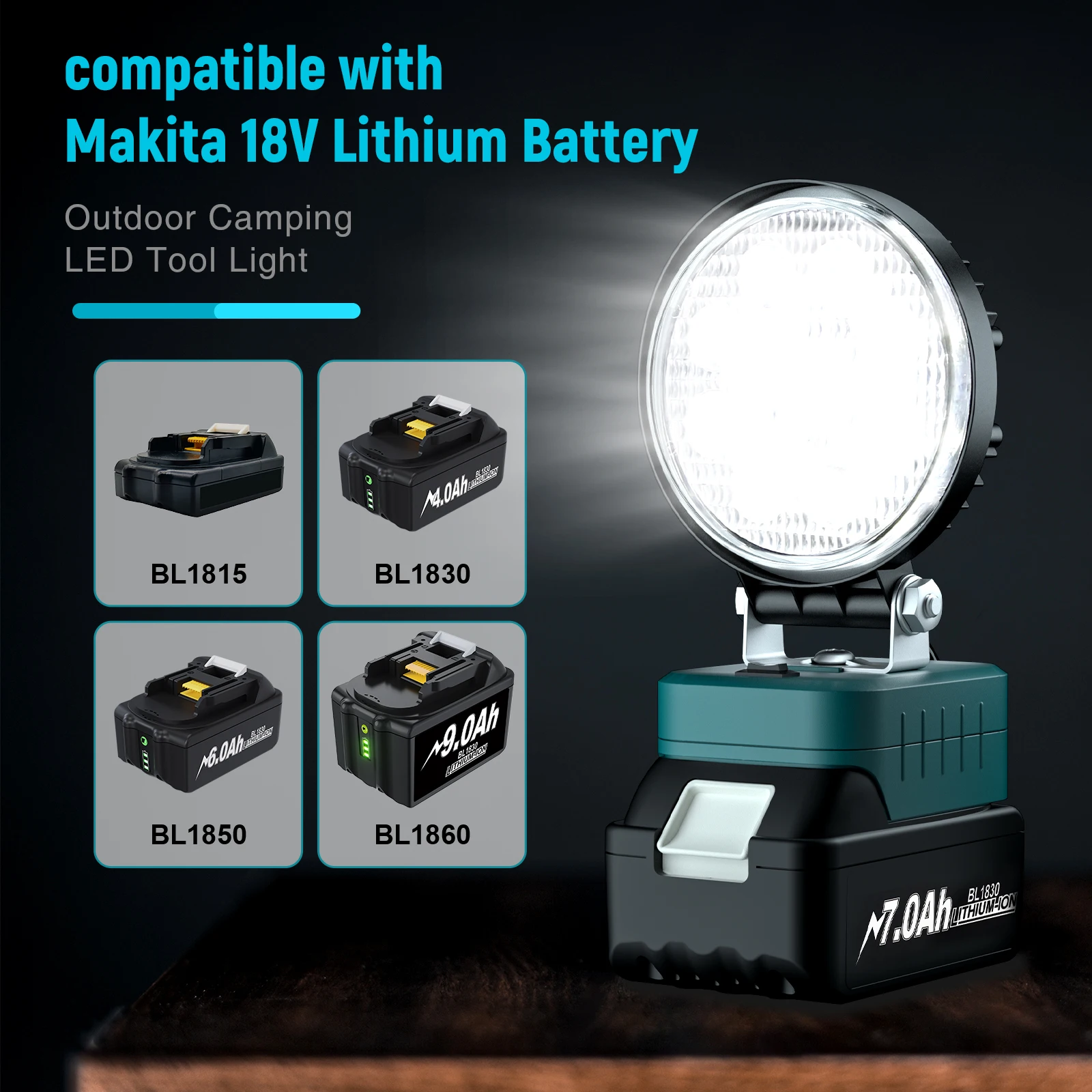 

27 Вт светодиодный рабочий фонарь для батареи Makita 18 В BL1815N BL1820 BL1830 BL1840 фонарик портативный аварийный прожектор походная лампа