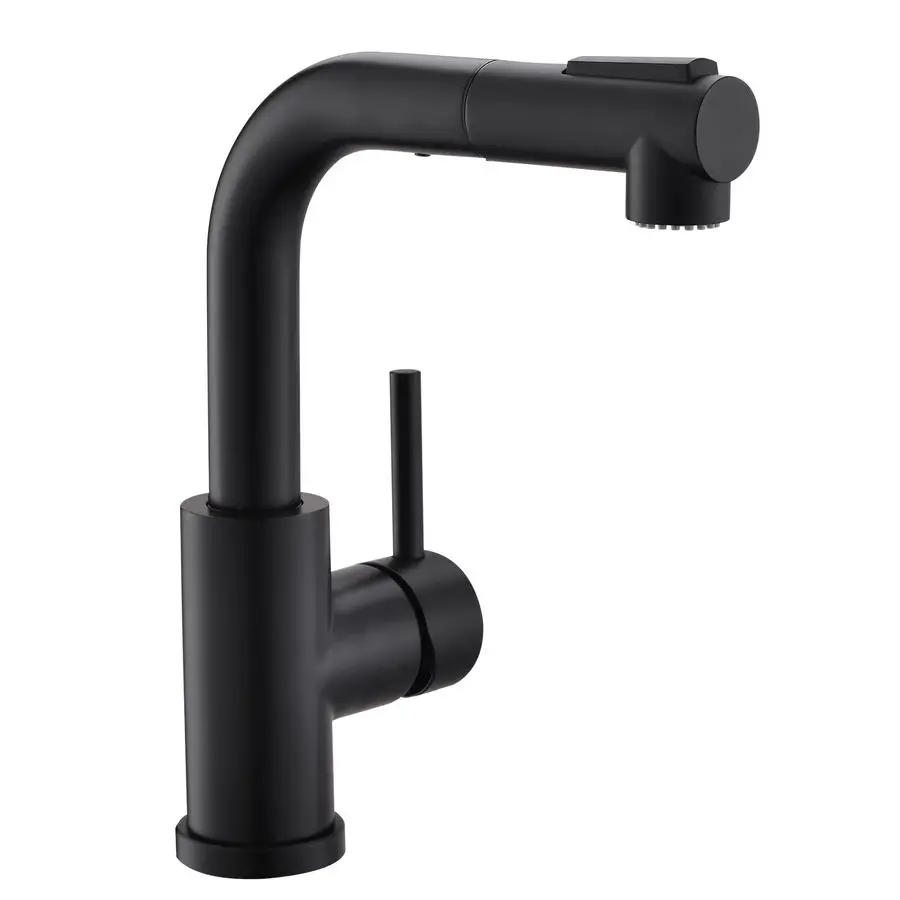 

Modern Bar Sink Faucet for Kitchen Sink Single Handle with Pull Out Sprayer Hot and Cold Prep Sink Faucet Matte Black