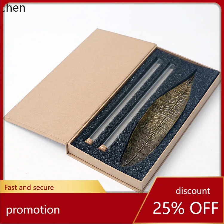 Cz bodhi leaf incense burner - home use incense holder - antique bronze alloy incense gift set