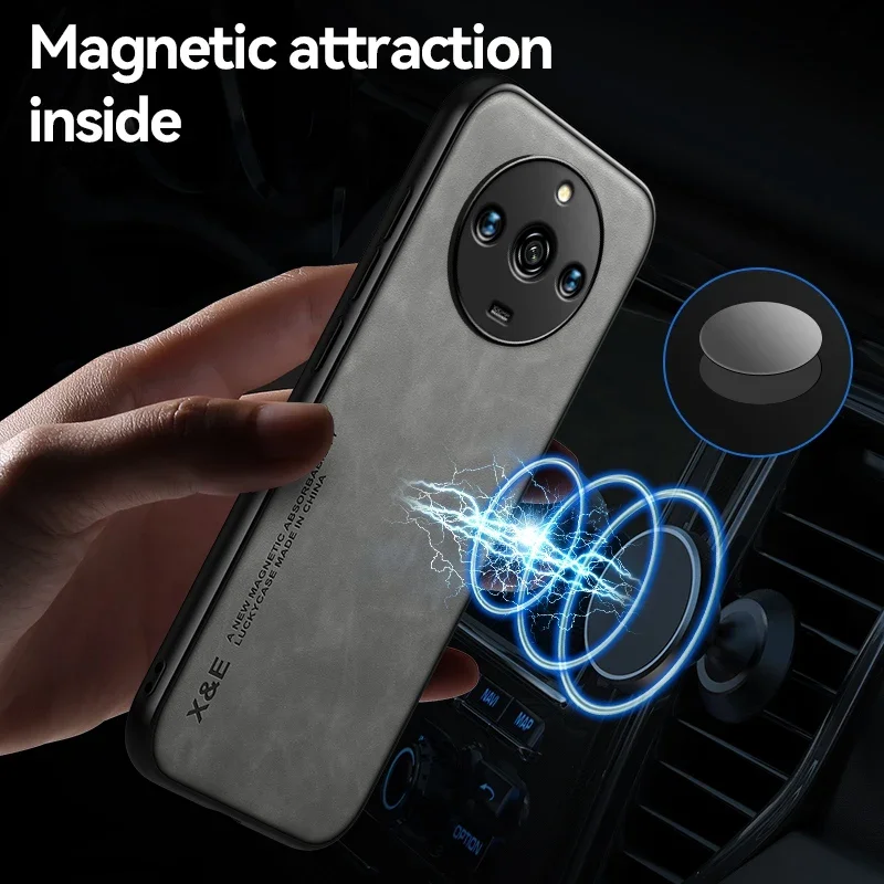 Silicone Protection Phone Case For Realme 11 Pro Plus 5G Luxury Leather Case For Realme 11 Realme11 Magnetic Car Holder Cover