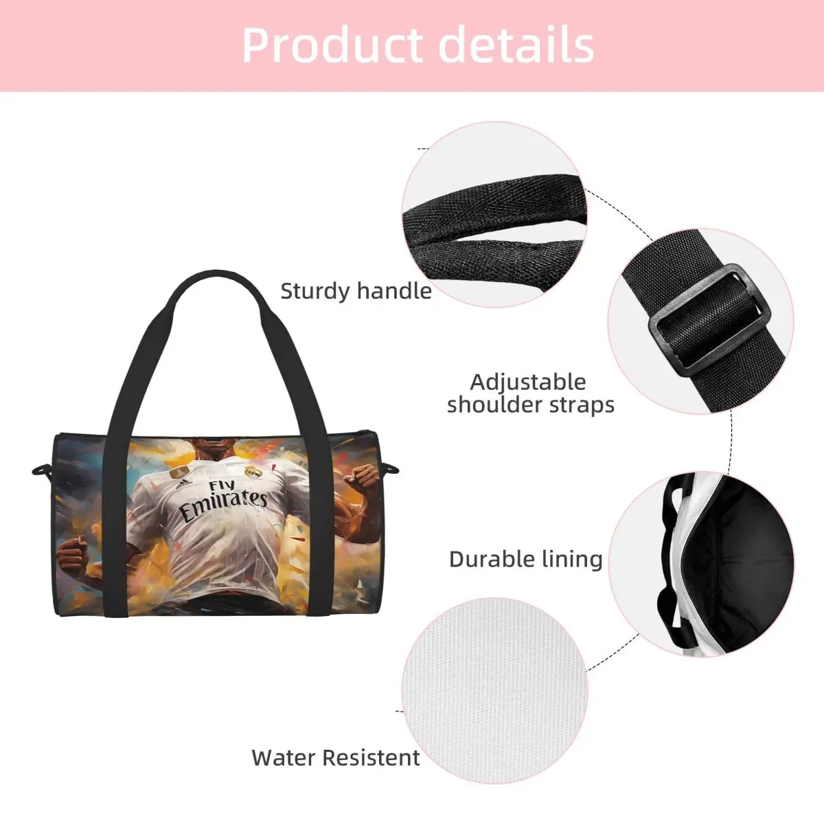 Cristiano Ronaldo Jumps 1 Luggage Bag Large Capacity Duffle Tote Bag Handbags Gym Bags Fitness Bag for Boys Girls