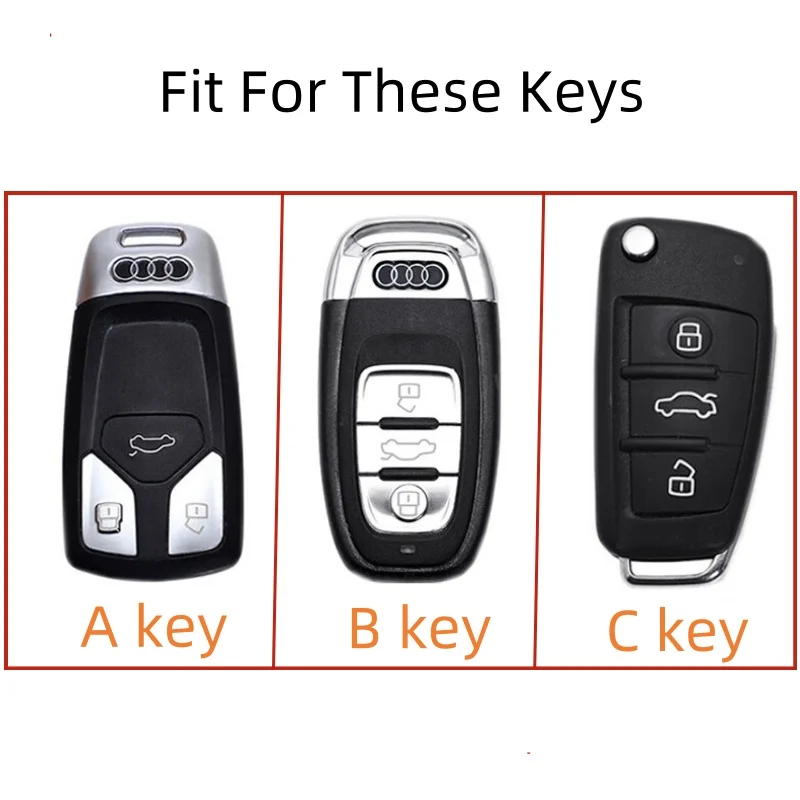 Car Key Cover Case Protector For Audi A3 A4 A5 C5 C6 8L 8P B6 B7 B8 C6 RS3 Q3 Q7 TT 8L 8V S3 keychain ABS Carbon fiber Silicone