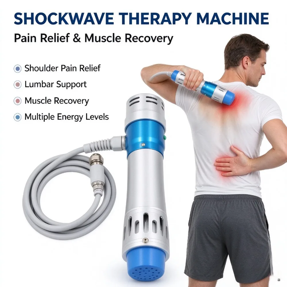 Shockwave Therapy Machine, Extracorporeal Shock Wave Physiotherapy Device for Muscle Joint Pain Relief & Sport Injury Recovery