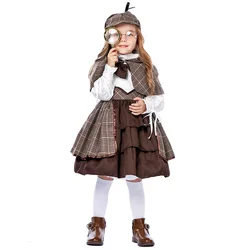 2023 Halloween Purim Deluxe Children Detective Costume Boy Girl Detective Cosplay Outfit Book Week Carnival Party Fancy Dress