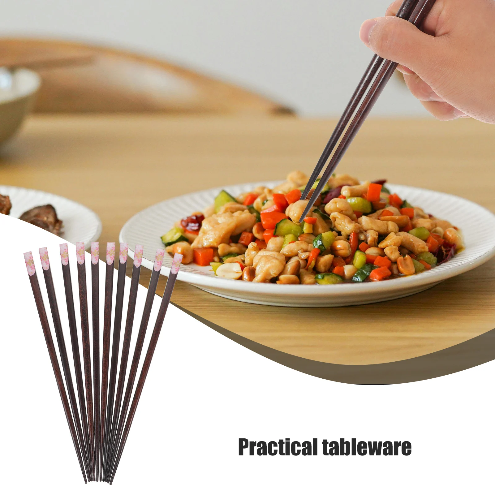 

5 Pairs Wooden Chopsticks Set Stylish Package Smooth Craft Lightweight Travel Friendly Safe Use Easy Clean Practical Tableware