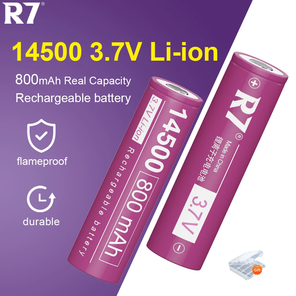 R7 800mAh AA 3.7V 14500 akumulator litowy wielokrotnego ładowania litowo-jonowa do latarki zdalnie sterowana mysz golarka z zegarem