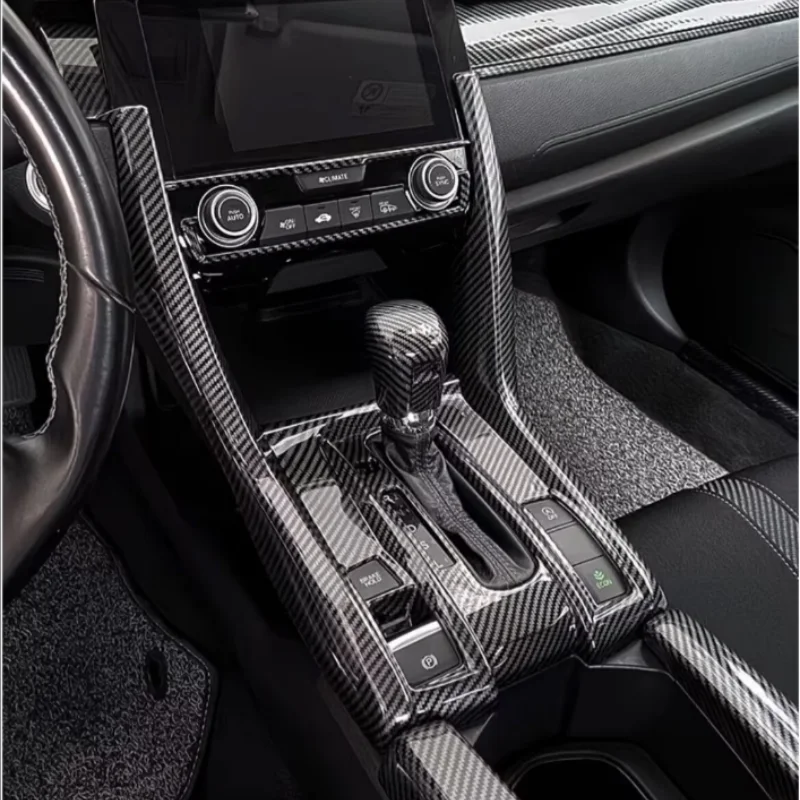 

Car ABS/Steel Interior Front Shift Stand Stall Paddles Cup Trim Frame LHD For Honda Civic 10th Sedan 2016-2019