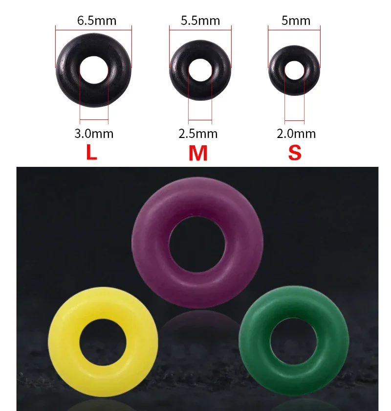 100 Stück Gummiringe O-Ring Angelwerkzeuge Runder Rig-Ring Verbinden Sie die Vorfachlinie und den offenen Oktopus-Ring für Wurmangeln Karpfen – Detail 2