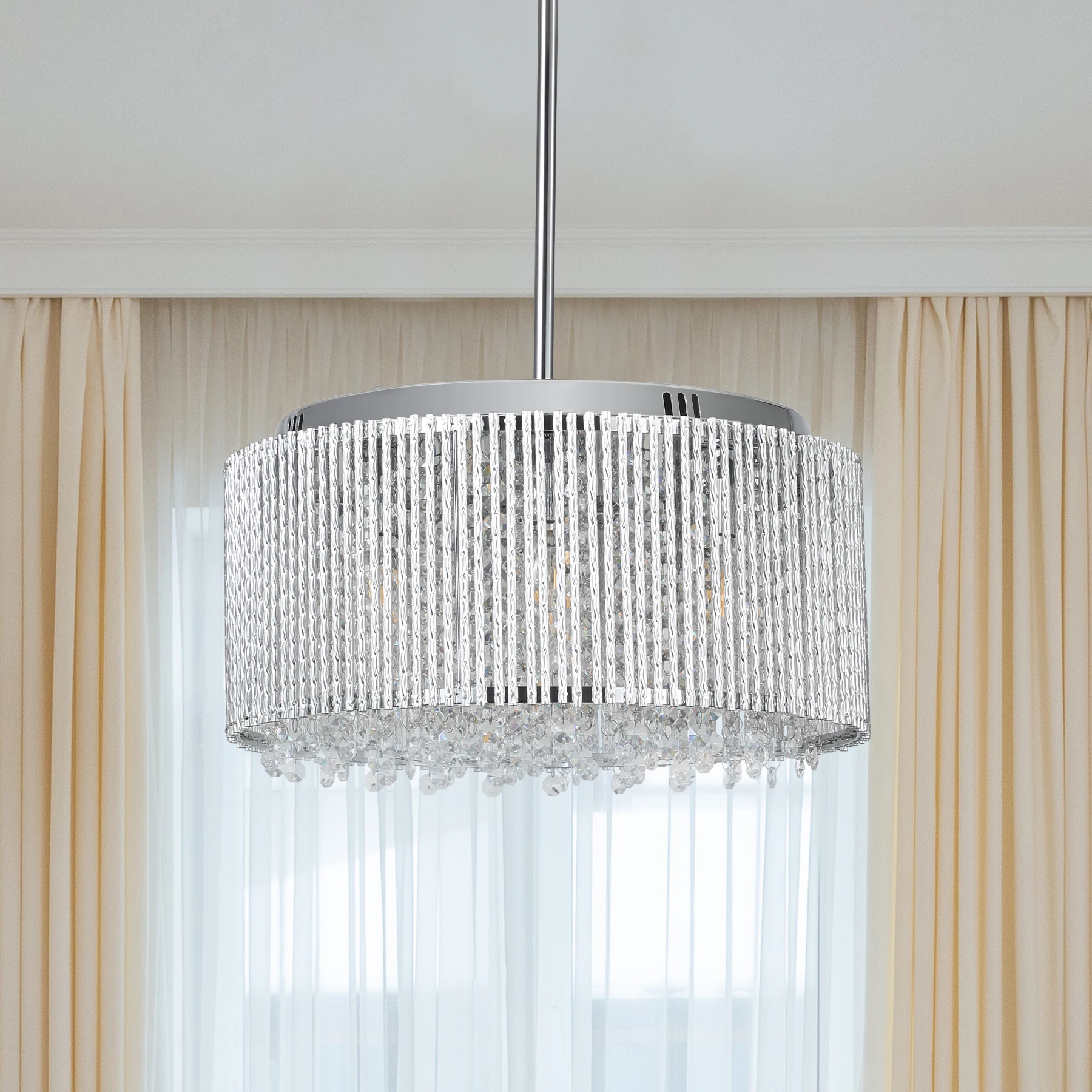 Luxury Crystal Chandelier, Clear K9 Crystals Modern Pendant Lighting for Living Room, Dining Room, Foyer, and Bedroom