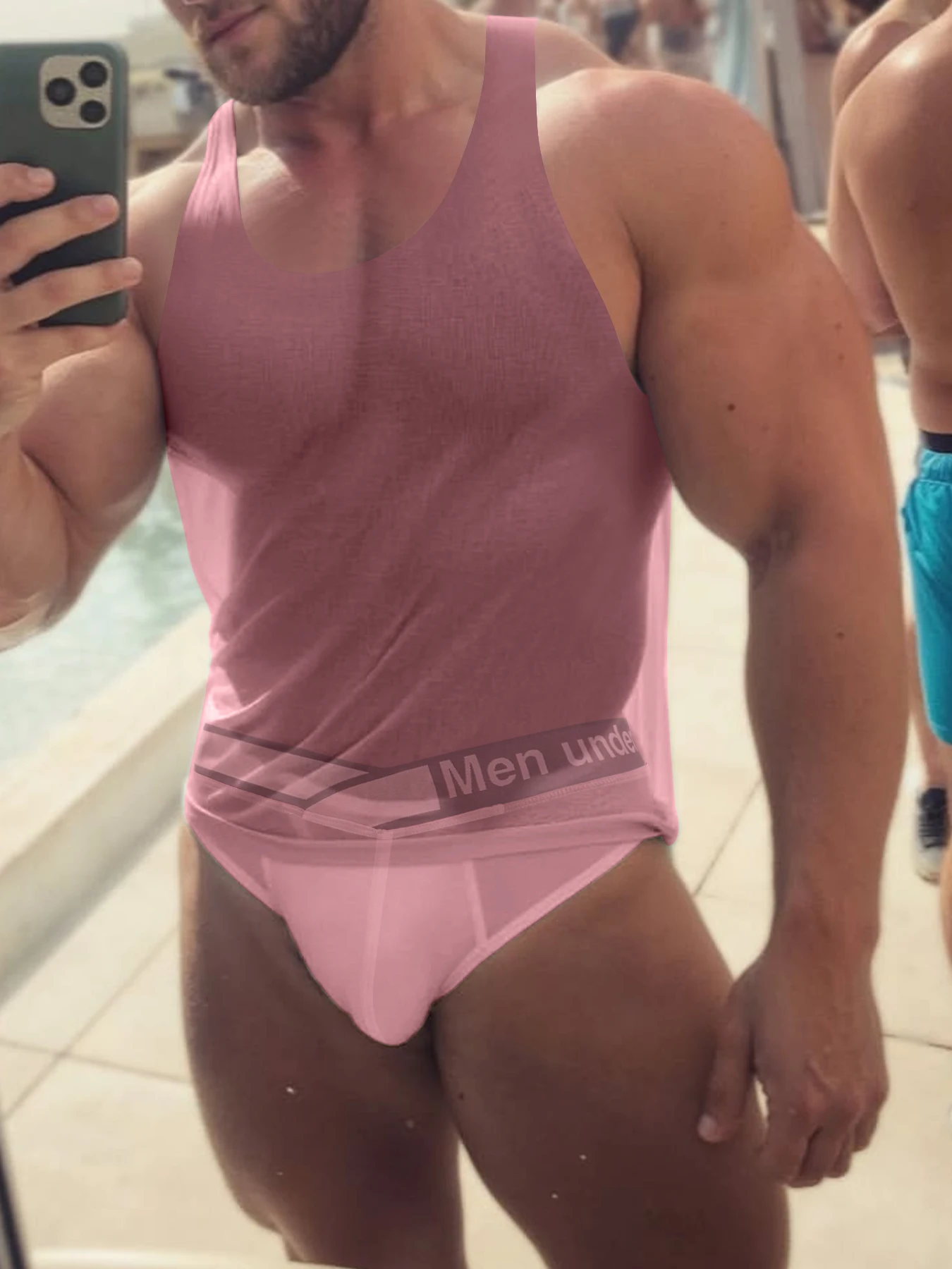 3Pcs Mixed Colors Sexy Transparent Men's Lingerie Sports Vest-Elastic Off-Shoulder Summer Comfortable Breathable Base Layer