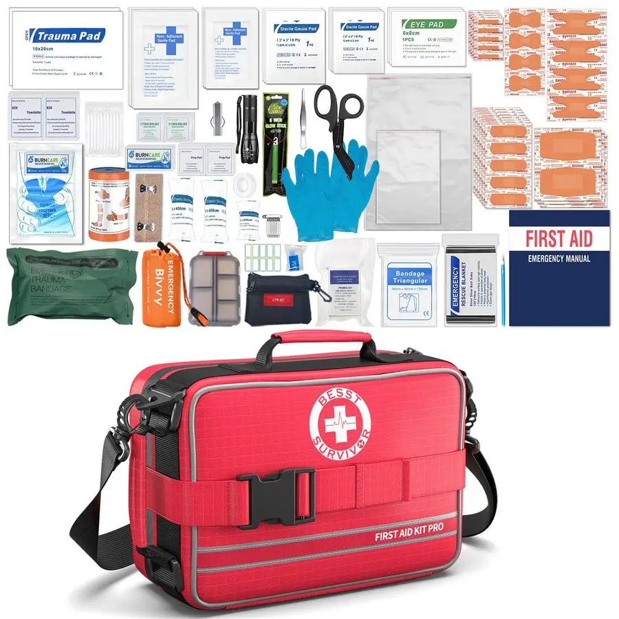 

First Aid Kits Advanced Trauma Kits with Labeled Compartments, Large Emergencies Medical Kits for Car, Home, Camping and Outdoor