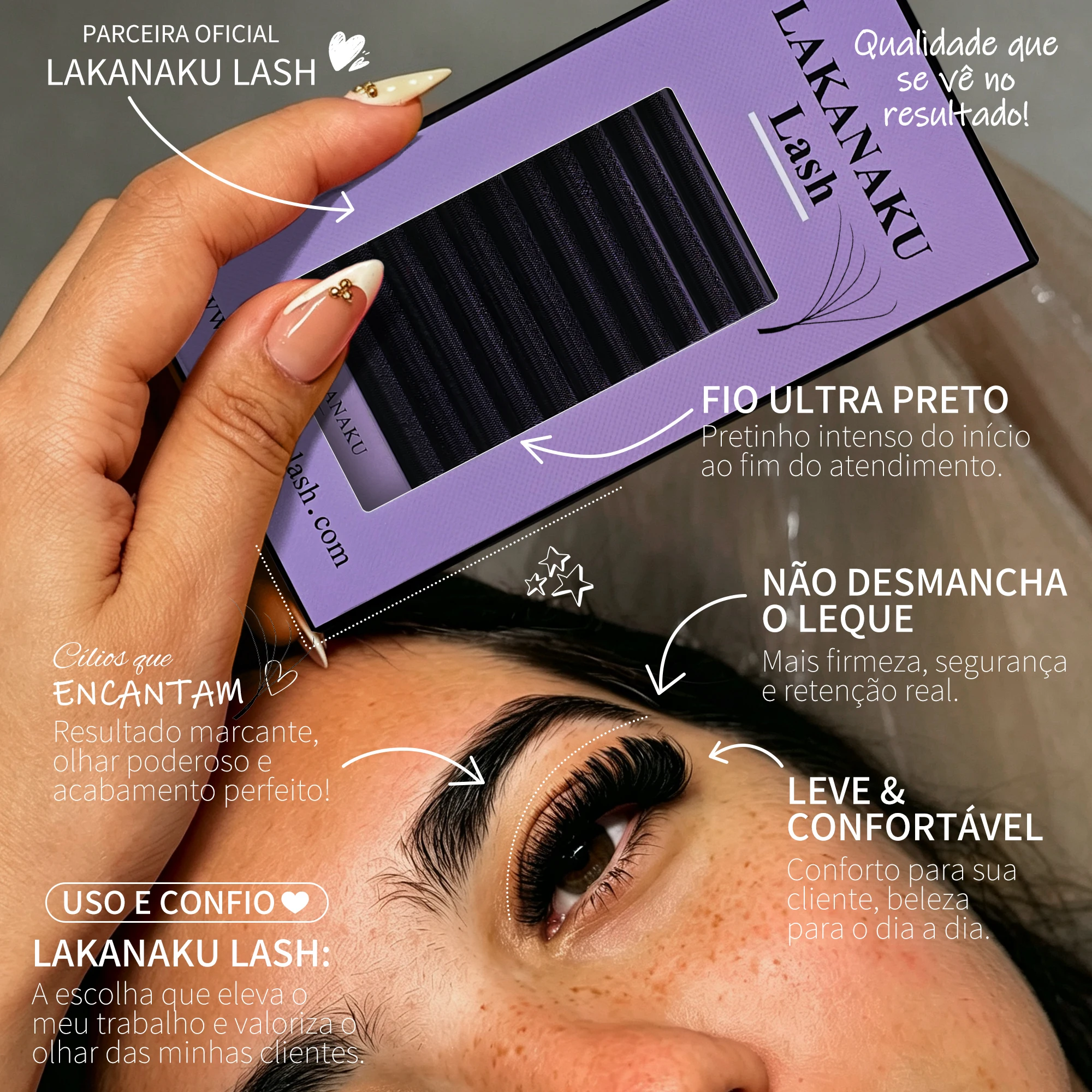 LAKANAKU 5D W Lashes Pestañas De Fibra Tecnológica W Clover Cilios Premade Fans Lash Extensions Paper Box