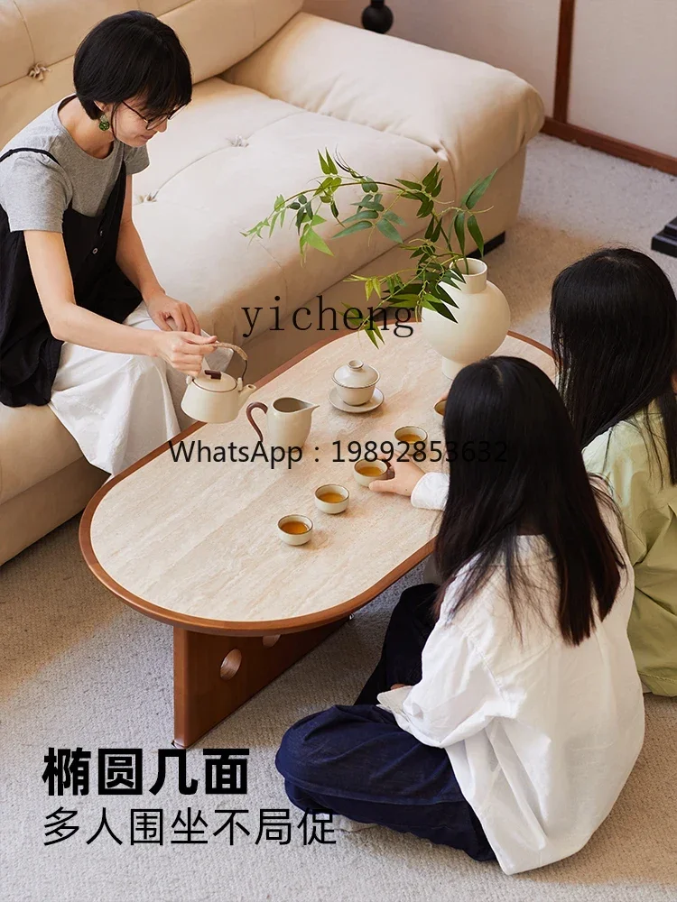 

BF Retro style living room home rock slab coffee table solid wood tea table creative coffee table