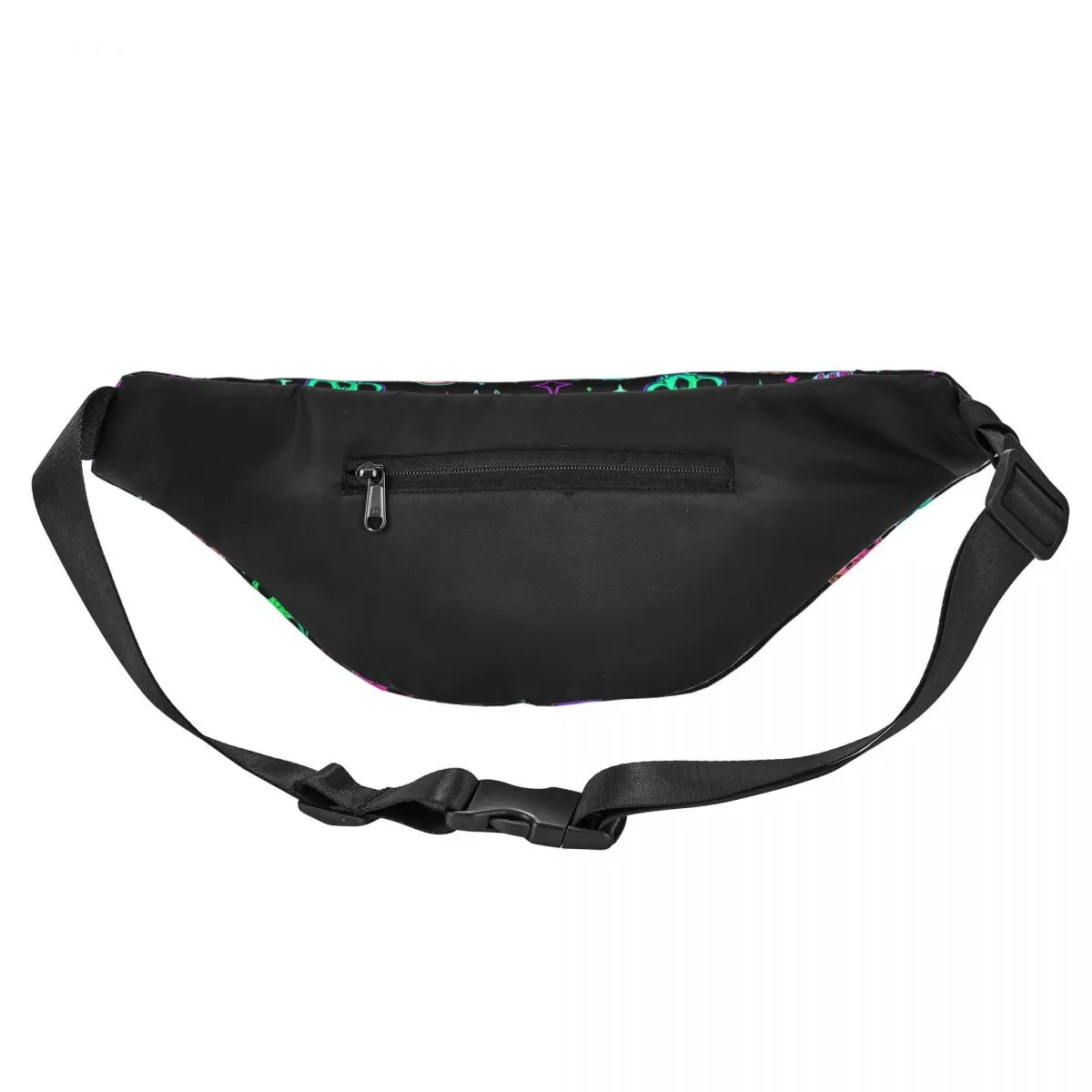 Custom Halloween Neon Cat Skull Stars Pattern Fanny Pack Travel Hiking Women Men Sling Crossbody Waist Bag Phone Money Pouch