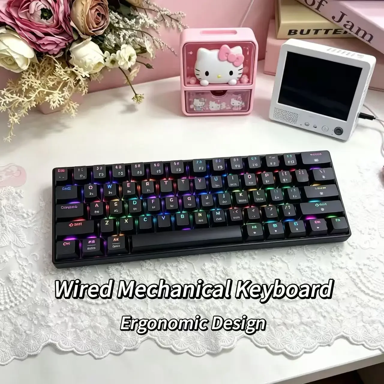 Tri-mode Mechanical Keyboard Bluetooth 2.4G Wired RGB Backlit Silent Switch Compact Gaming Keyboard For Laptop Tablet PC