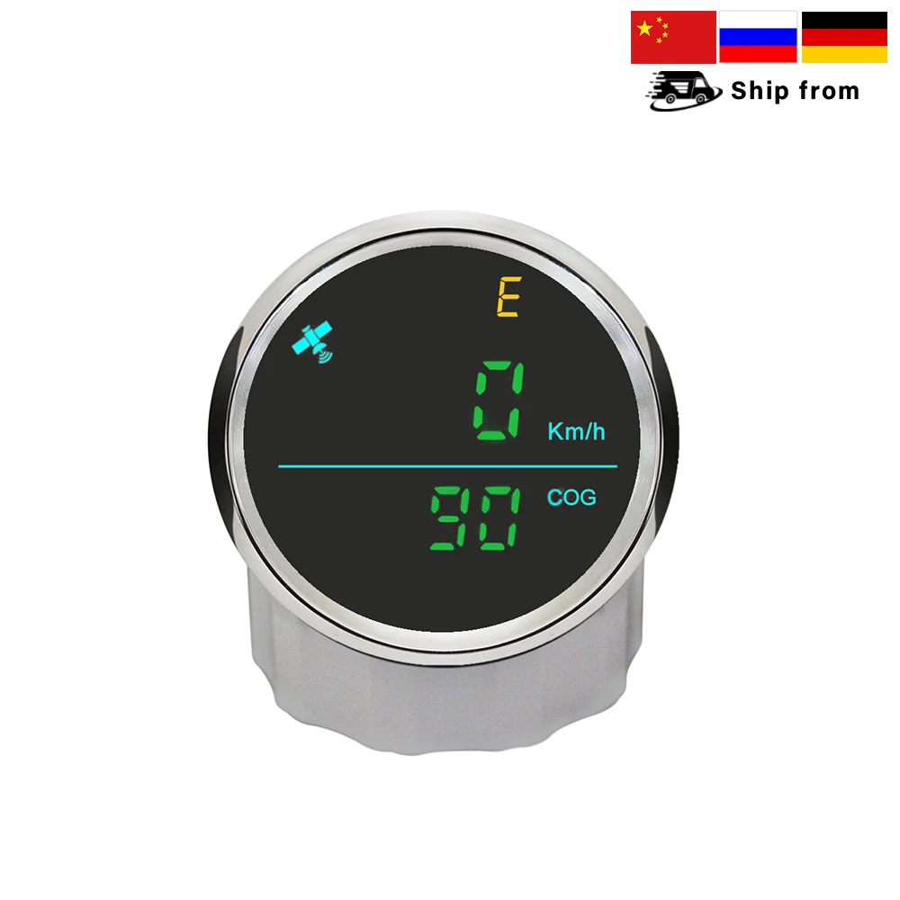 

ELING Waterproof 52mm GPS Speedometer with Compass Green/White/Red Backlight for Marine Boats Yacht 12V 24V without Odometer