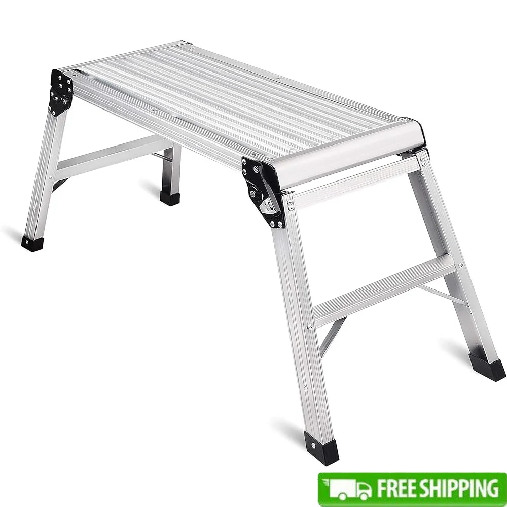 

Heavy Duty Aluminum Step Ladder Foldable Work Platform Anti-Slip Design Portable Lightweight 330lbs Capacity Multipurpose Home
