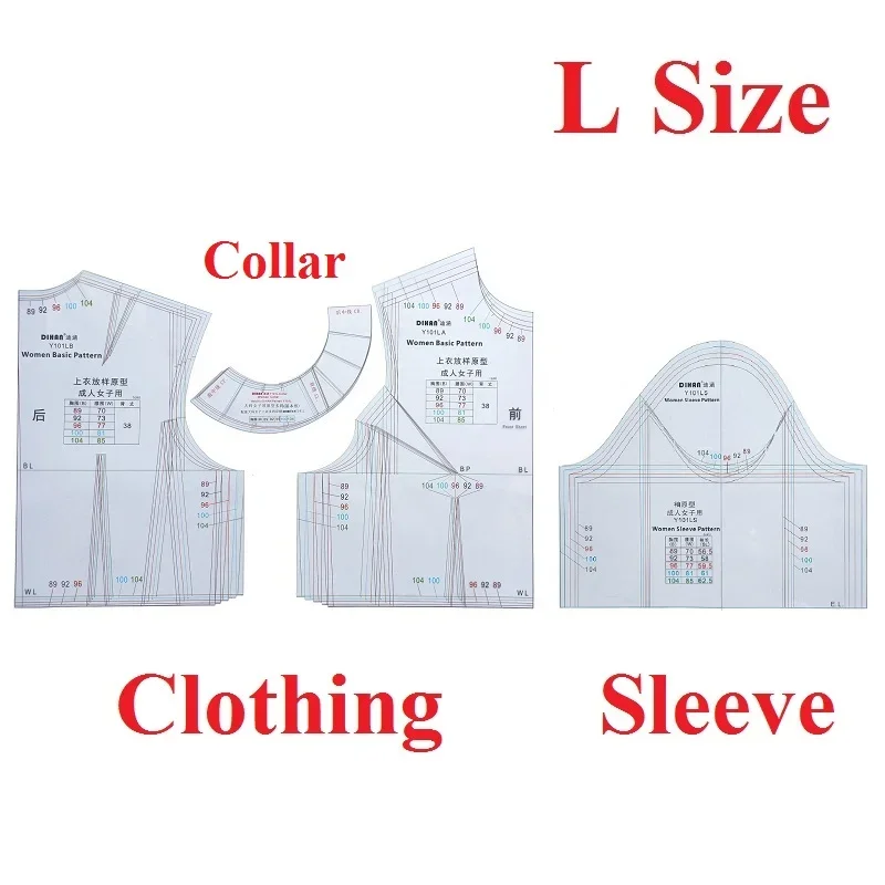 L Size Pattern Making Sewing Ruler 1:1 Fashion Women Prototype Full Scale Cloth Design Rulers Template Basic Sewing Pattern 101L