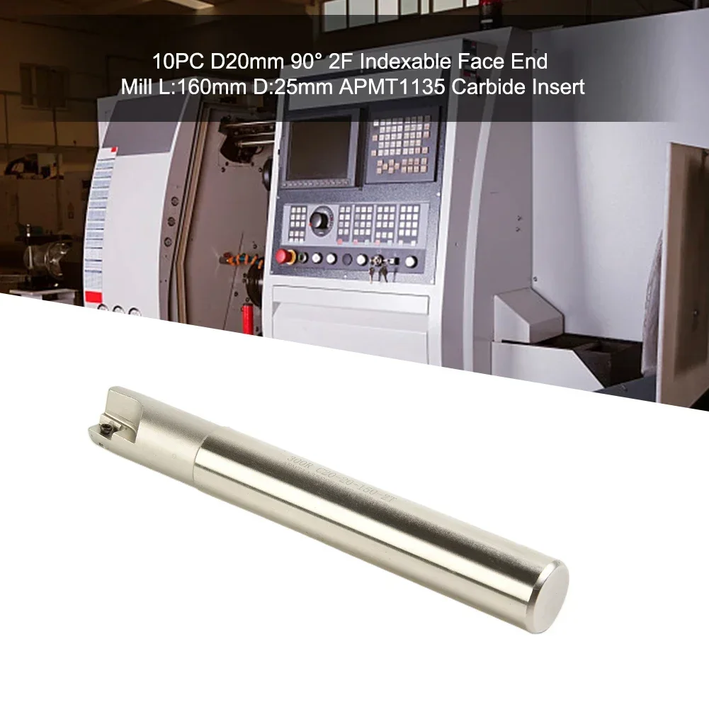 

10 шт. D20 мм 90 ° 2F индексируемая торцевая фреза L: 150 мм D: 20 мм APMT1135 твердосплавная вставка фреза гаечный ключ токарный инструмент