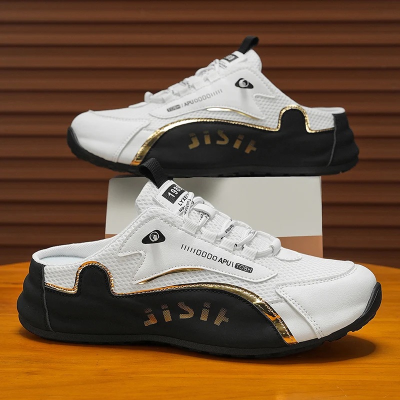 

Мужские летние полуботинки без шнурков с открытым дизайном, устойчивые к запаху, дышащие, без шнурков, на одной подошве, большие размеры