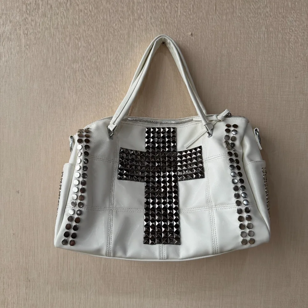 Original Spice Girl Punk Rivet Crossbody Bags Cross Decor Handbag Women's Large Capacity Shoulder Bag for Women