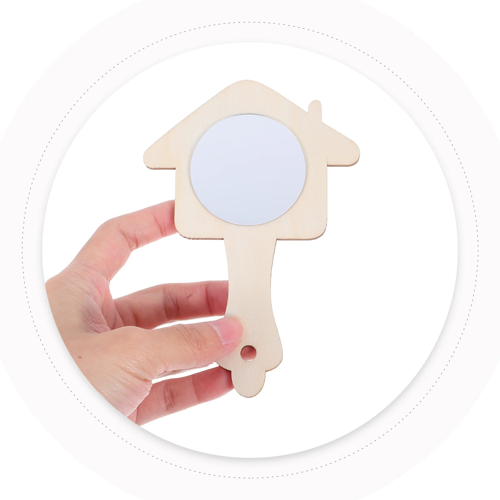 

12Pcs DIY Handheld Wooden Mirrors Unfinished Small Craft Mirror Set for Kids Painting Creativity and Mirror Crafts
