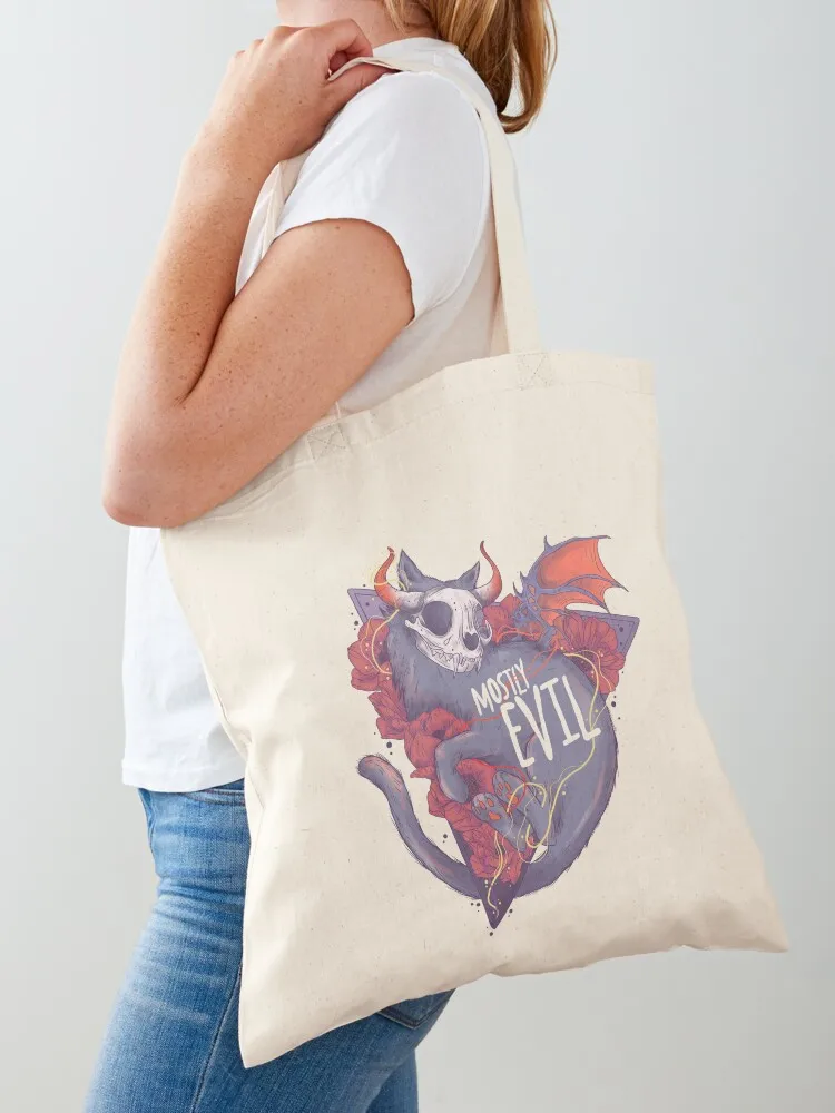 

Mostly Evil Cat Tote Bag shopping bags foldable cloth bag woman sac pour femme sacs de shopping