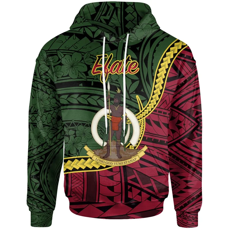 3D Epi Seal Of Vanuatu Polynesian Patterns Print Hoodies For Men Vanuatu Coat Of Arms Graphic Hooded Hoody Pullover Top Clothing