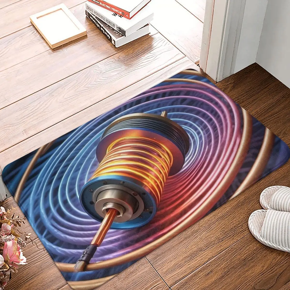 Electromagnetic Harmony The Dance Of Coils Non-slip Doormat Floor Mat Carpet Rug for Kitchen Entrance Home Balcony Footpad Mats