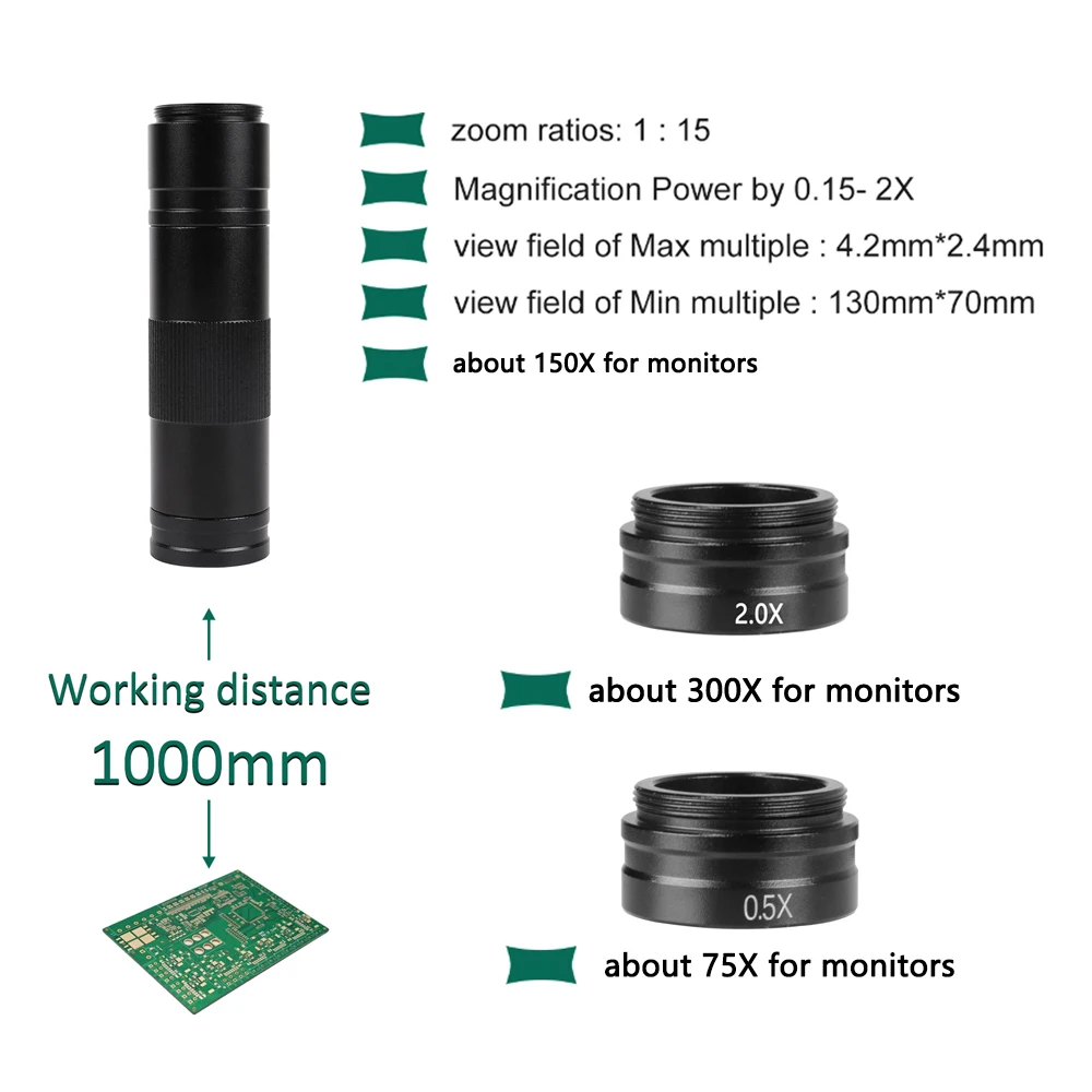YIZHAN 4K مجهر إلكتروني رقمي، كاميرا بمستشعر imx415 1/2.8 بوصة للمجهر، عدسة 150X C-Mount، دعامة قوية قابلة للطي #5