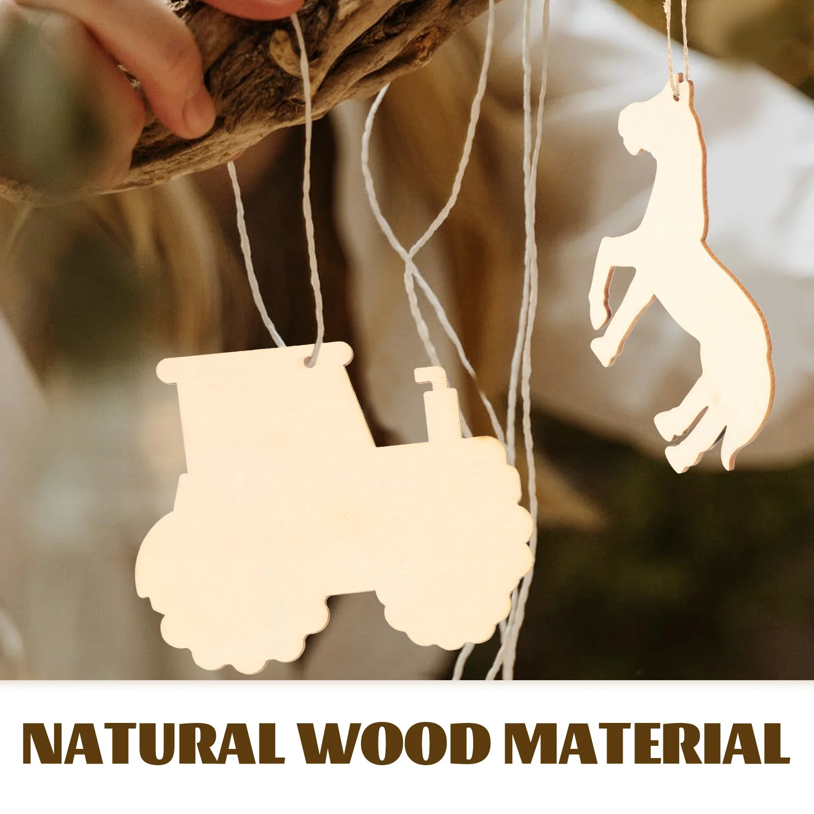 

45Pcs Wooden Cutouts Farm Theme Unfinished Light Wood Slices for DIY Painting Crafts Graffiti Coloring Kindergarten Decor