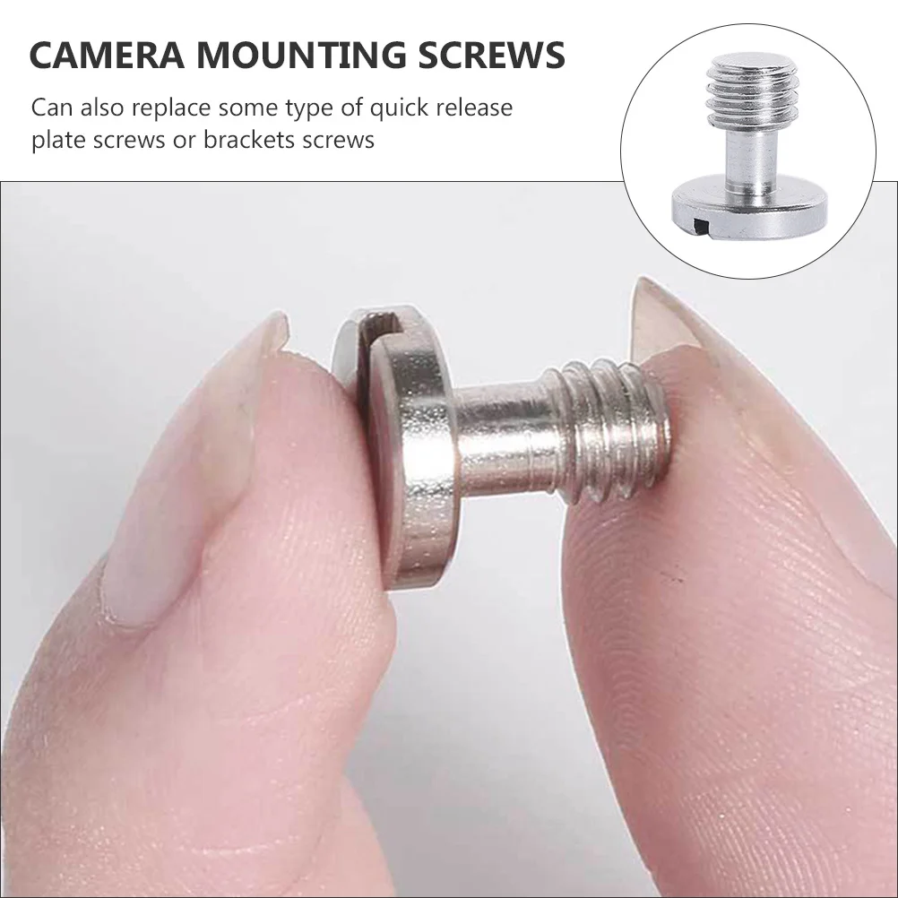 

10Pcs Camera Screws Nickel-Plated Iron Durable Quick Release Plate Screws for Tripod Mounting Rig Accessories Camera Parts