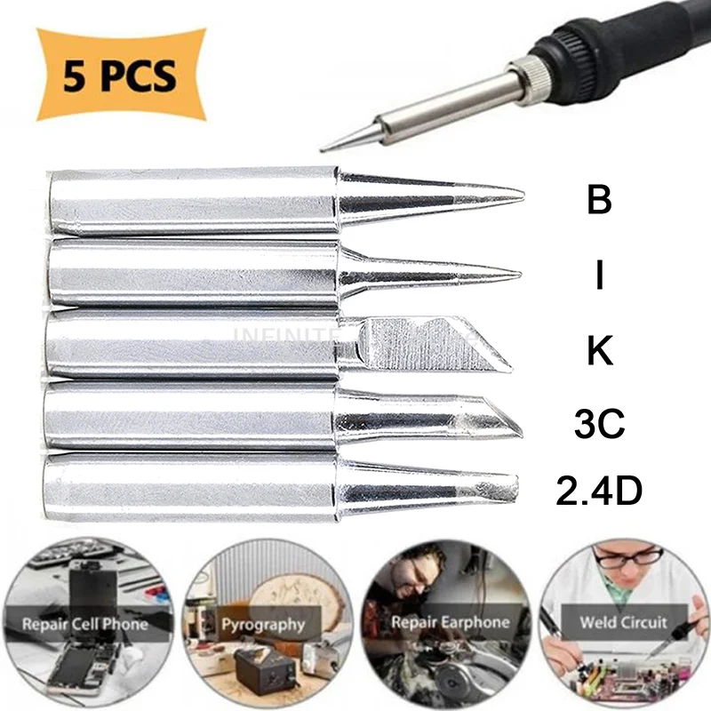 

5Pcs 2.4D+3C+I+B+K Soldering Iron Tips Pure Copper Soldering Iron Head Set DIY Electric Soldering Iron Replacement Tip Repair