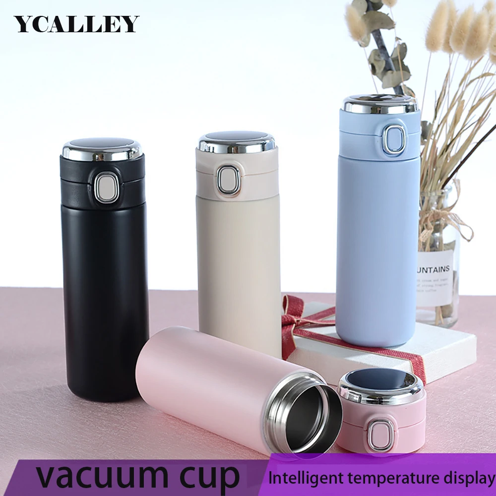 

YCALLEY Stainless Steel Vacuum Flasks Intelligent Temperature Display Pop-up Cup Lid Insulation Water Bottle Smart Thermoses