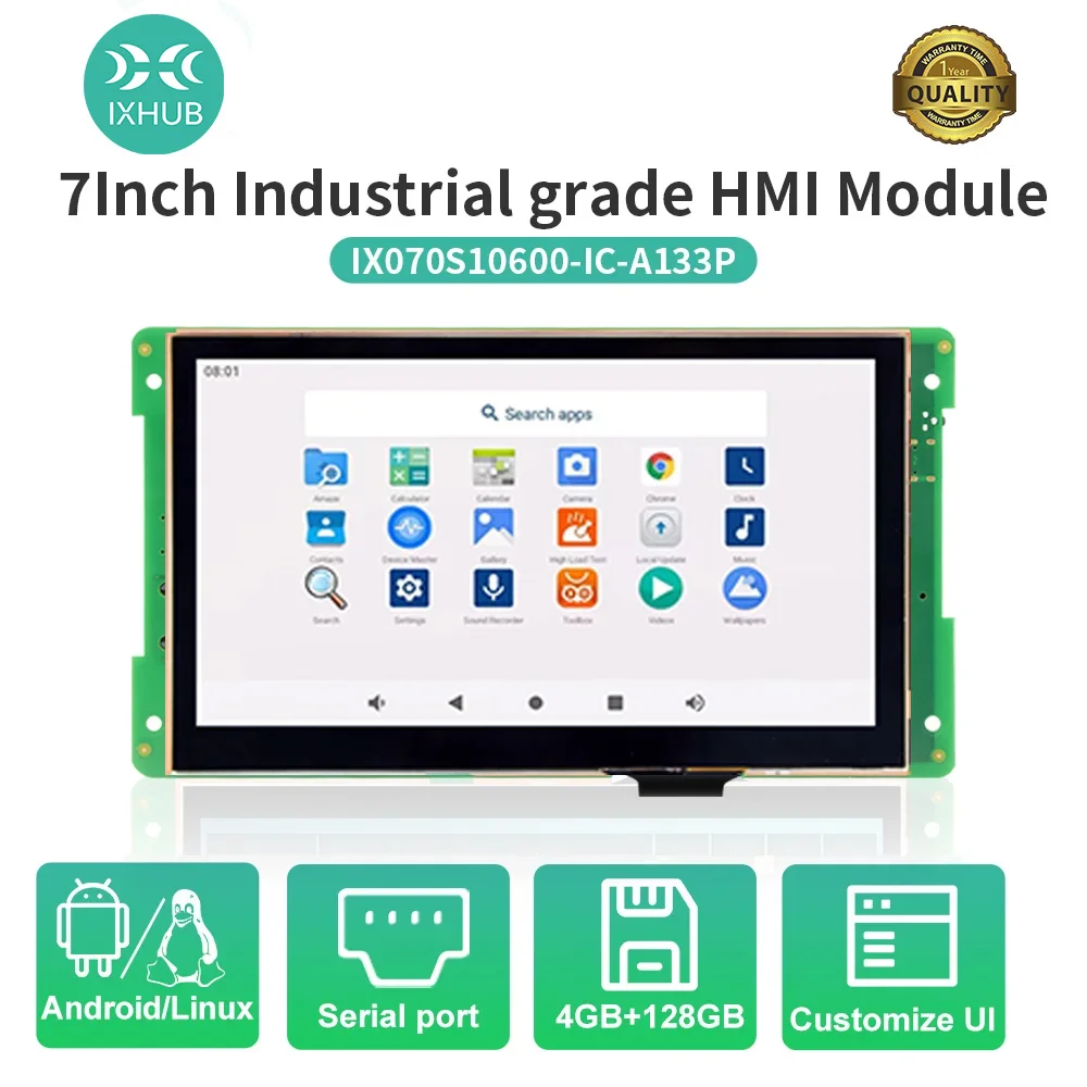 

IXHUB 7Inch HMI Screen Capacitive Touch IPS Screen Android Linux Embedded All In One PC Bluetooth WIFI RS485 RS232 RTC Ethernet