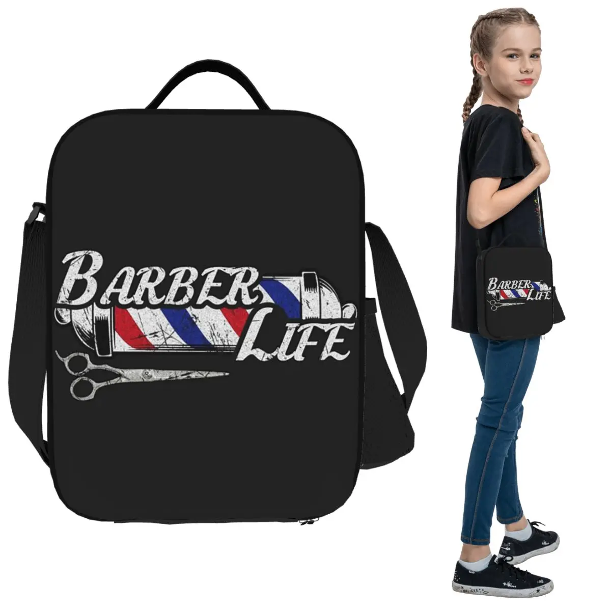 

Изолированная сумка для обеда с надписью для парикмахерской для детей, школьный холодильник, термосумка для еды, портативные коробки для завтрака, контейнер