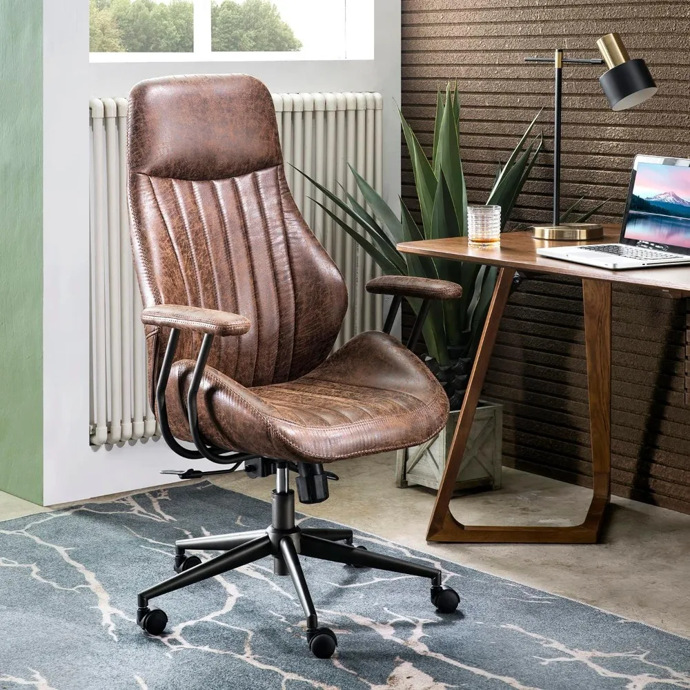 Chaise de Bureau Ergonomique, Bureau d'Ordinateur Moderne, Dossier Haut, Tissu Daim, avec Support Lombaire