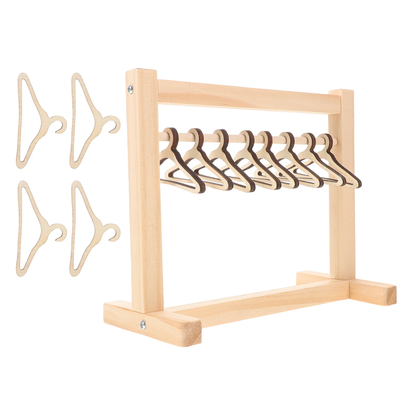 

1 Set Mini Closet: Wooden Miniature Clothes Rack With Tiny Hangers For Dollhouse Accessories Set Storage Organizer Kids Room