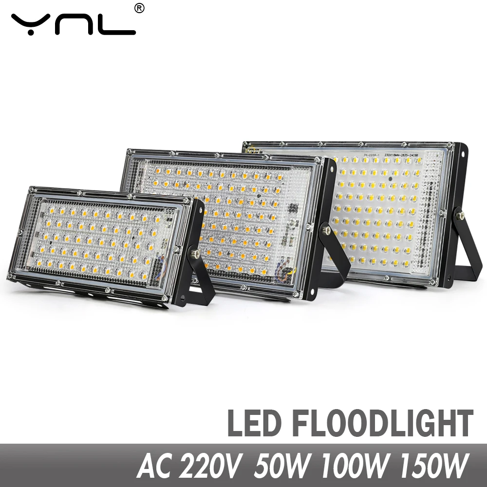 Foco LED de luz de inundación AC 220V 50W 100W 150W Luz puntual LED Proyector exterior Foco lámpara de techo Iluminación exterior Pared