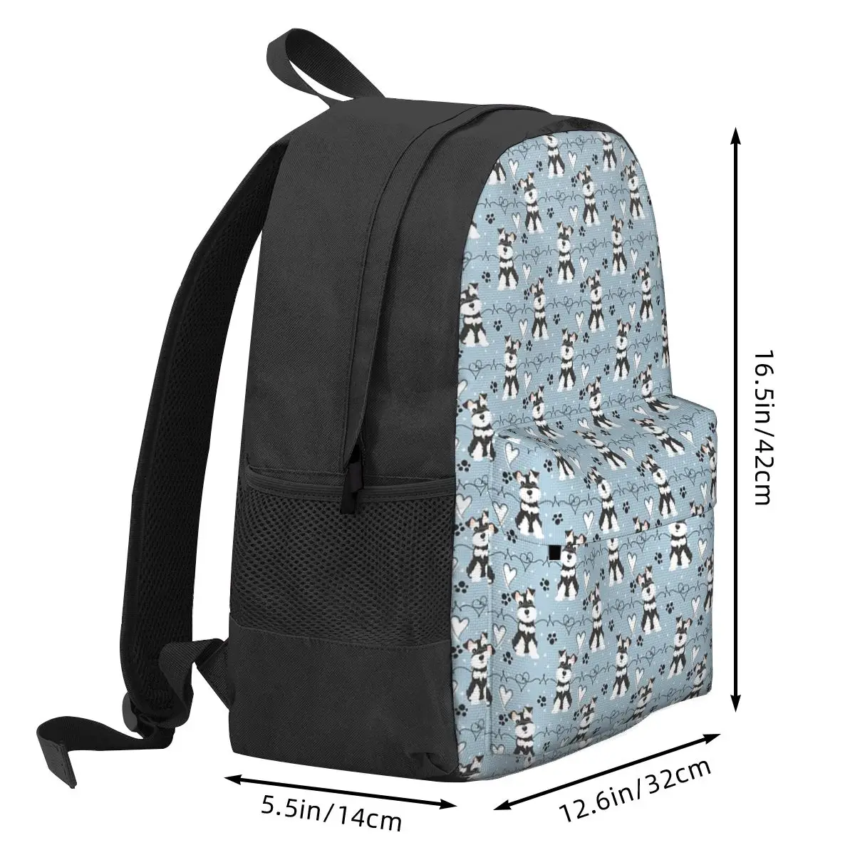 Love zaini Schnauzer in miniatura in bianco e nero ragazzi ragazze Bookbag studenti borse da scuola bambini zaino da viaggio borsa a tracolla