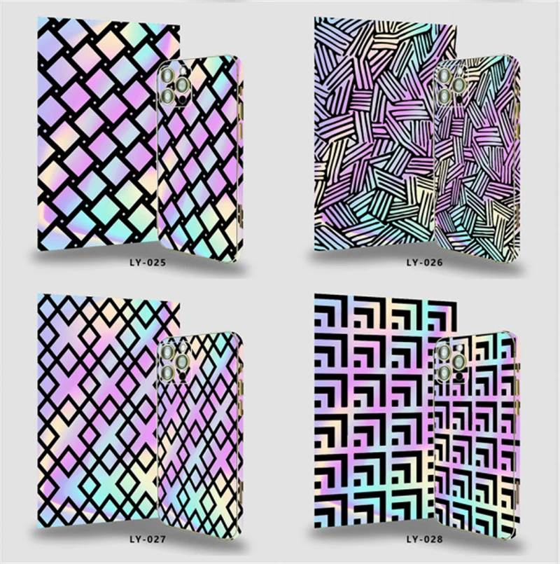 50 Pcs Laser Printing Back Film Sticker Colorful Shinny Mobilephones Back Cover Protective Film for Cutting Machine Decoration