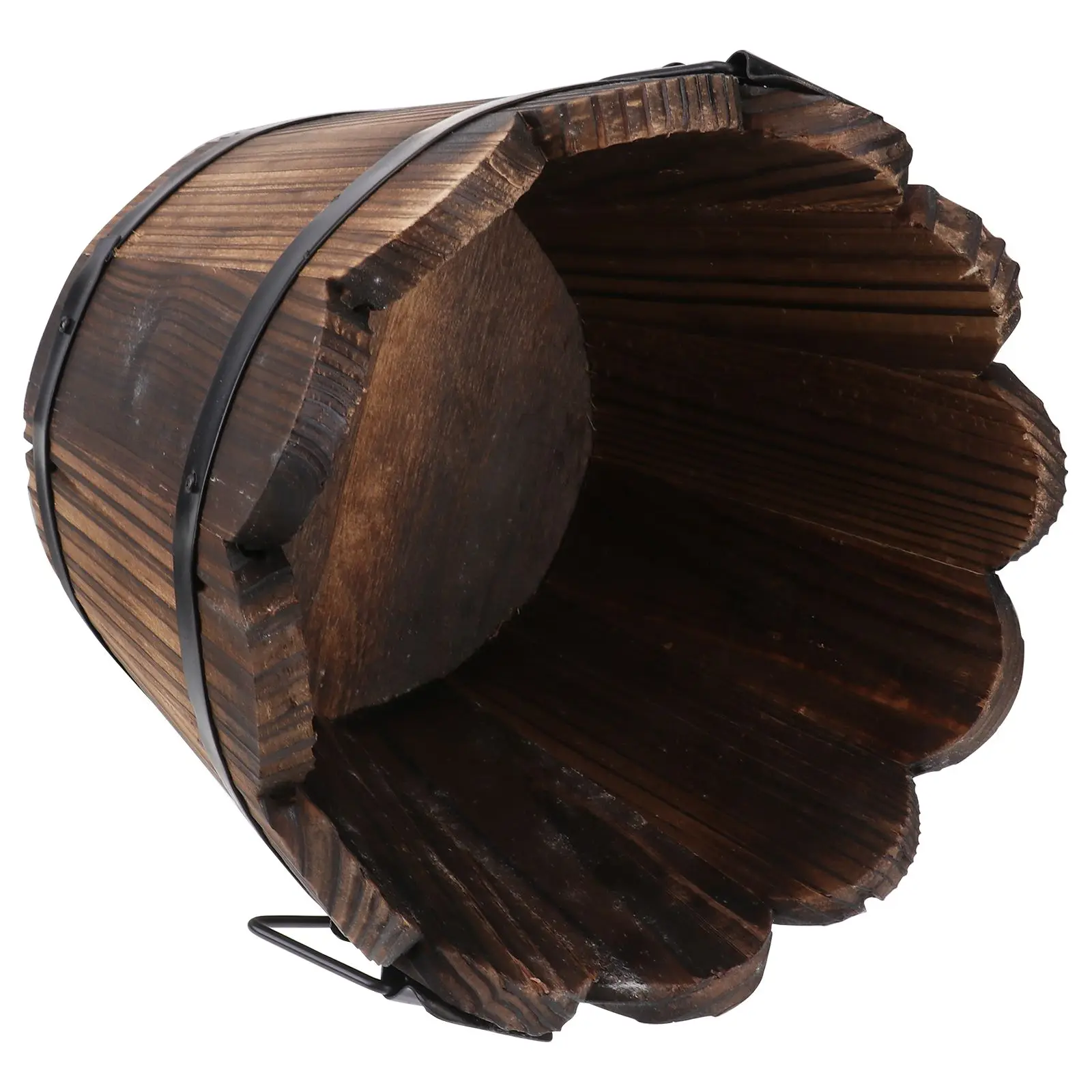 

Solid Wood Carbonized Flower Pot Small Size Desktop Decoration Brown Color Plant Pots for Home Office Use Water Absorption