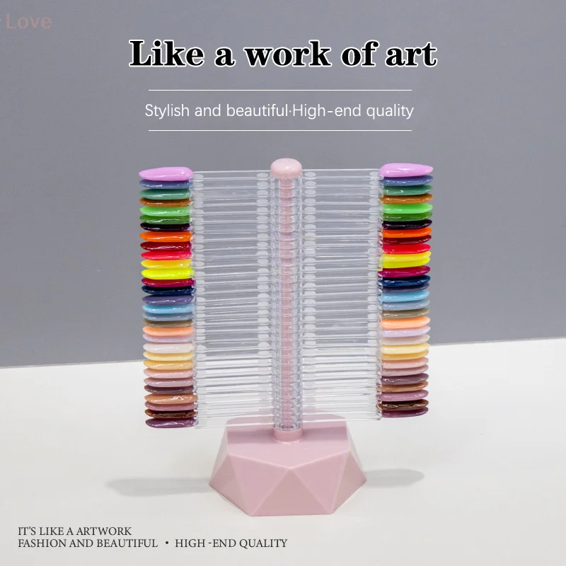 [L&P] 60 نصائح كاذبة لفن الأظافر عرض موقف رف دوار حلزوني يظهر طلاء الأظافر لون بيضاوي مربع يظهر رف الرف