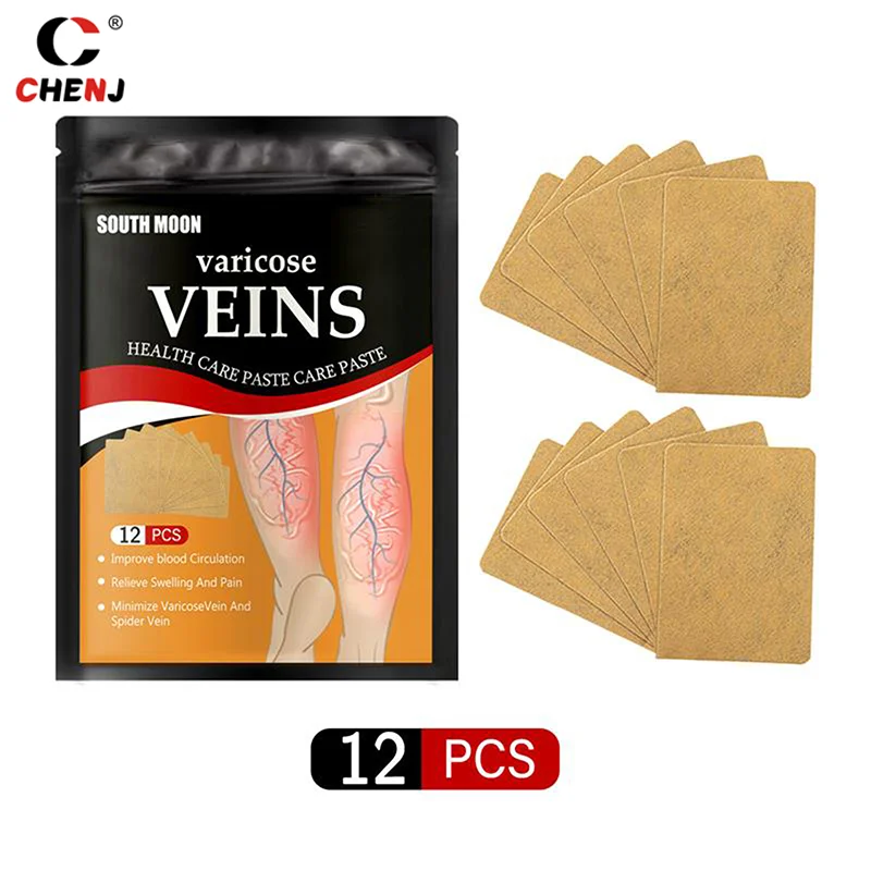 12PCS Unisex Varicose Veins Treatment Patch Legs Sore Swelling Plaster Promote Metabolism Promote Smooth Blood Circulation