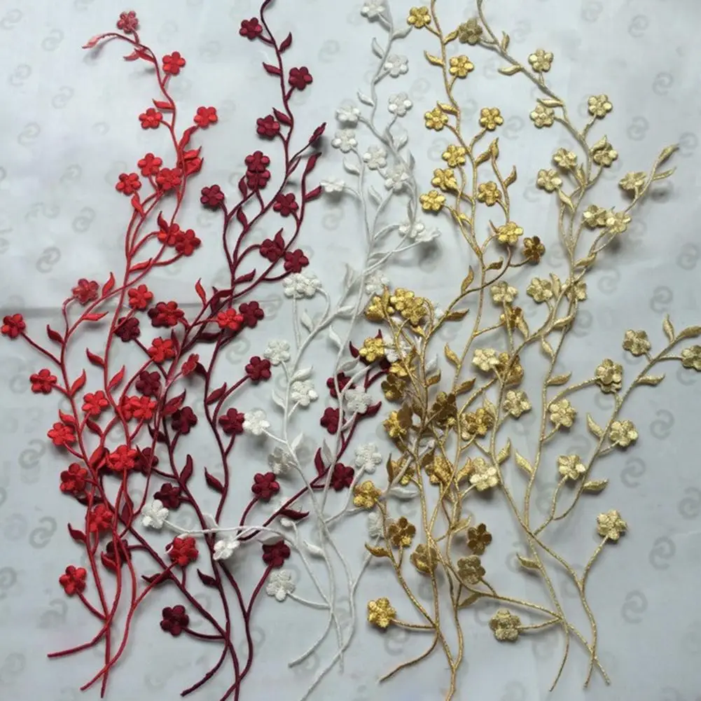3D Flower Applique Plum Blossom Embroidery Corsage DIY Stitching Patch Clothing Accessories Wedding Party Clothes Adornment