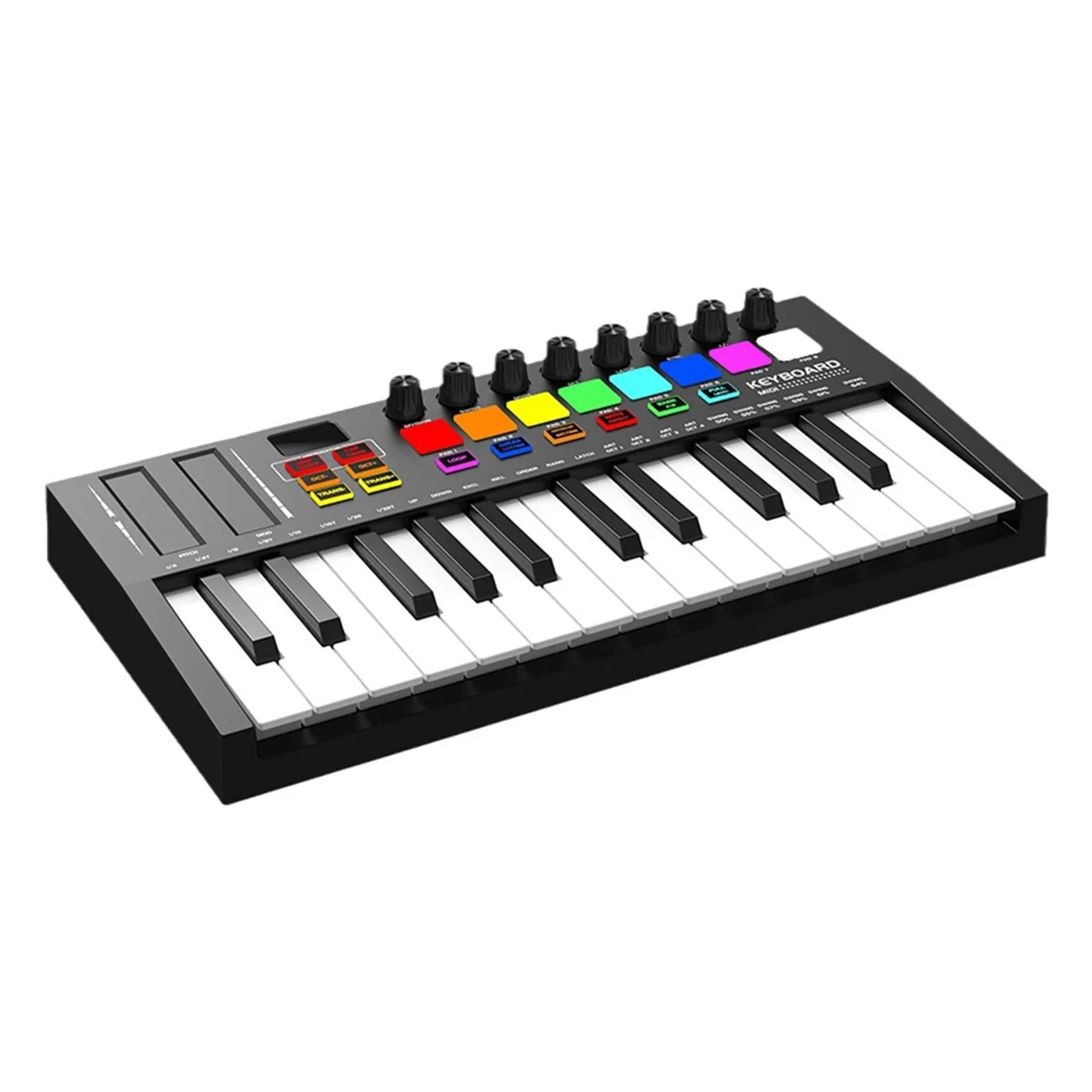 لوحة مفاتيح تحكم MIDI صغيرة محمولة مشهورة، USB، لوحة مفاتيح تسلسل، وسادات طبل بإضاءة خلفية، 8 مقابض، OLED، وحدة تحكم مكونة من 25 مفتاحًا
