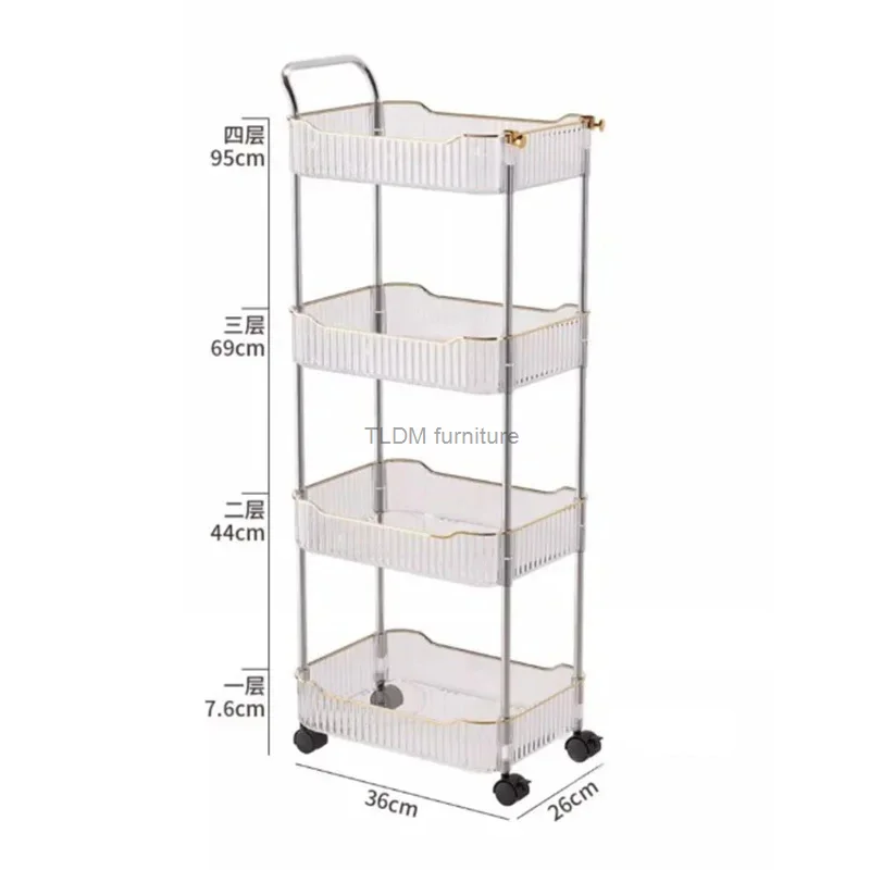 Multi-layer Kitchen Trolleys for Living Room Bedroom Toy Snack Organizer Cart with Wheels Movable Kitchen Storage Auxiliary Cart