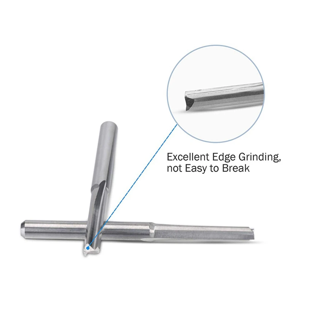 Mata bor Router Cnc 2 Flute 3.175Mm, pemotong penggilingan baja Tungsten Slot lurus untuk plastik kayu 10 buah